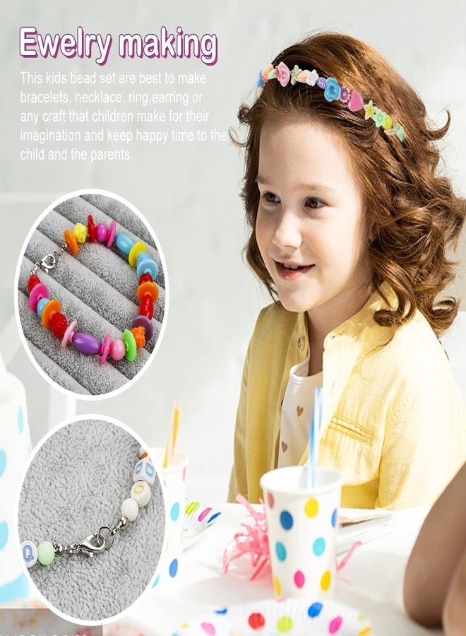 Dkriva مجموعة صنع الأساور Dkriva® DIY مع خرز من طين البوليمر، وخرز على شكل حروف، وقلادات على شكل وحيد القرن، ودلايات كريستالية، وخرز بألوان الماكارون، مجموعة حرف يدوية للبنات، مجموعة صنع المجوهرات للأطفال (مختلطة) - Image 2